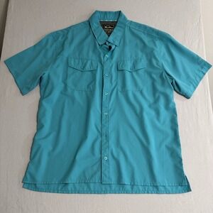 Drake Waterfowl Systems Button Up Shirt Mens XL Blue Outdoors Casual Fishing